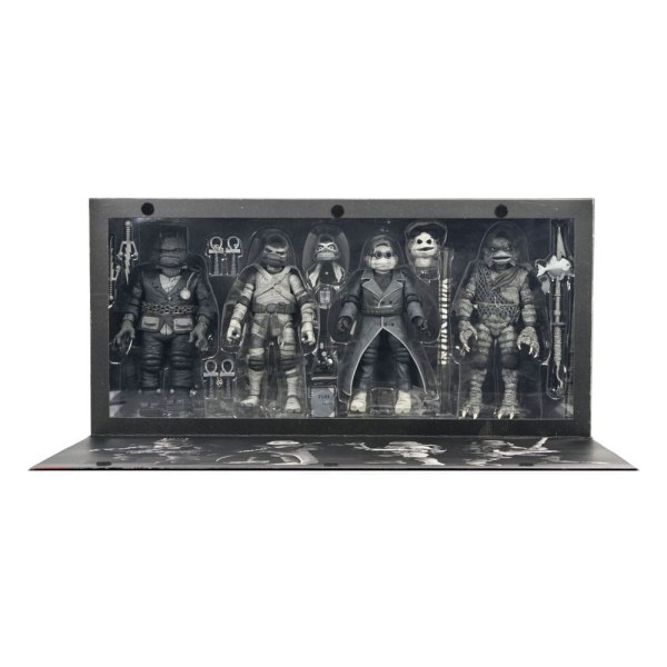 Universal Monsters x Teenage Mutant Ninja Turtles pack 4 Turtles Black & White figurines 18 cm