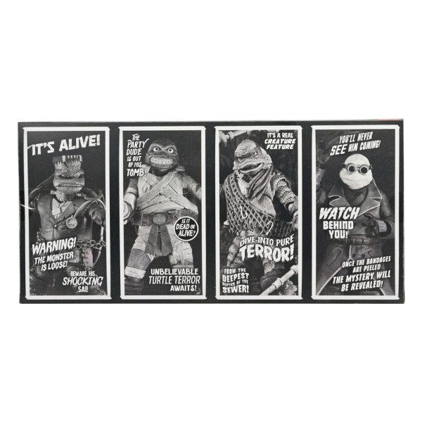 Universal Monsters x Teenage Mutant Ninja Turtles pack 4 Turtles Black & White figurines 18 cm