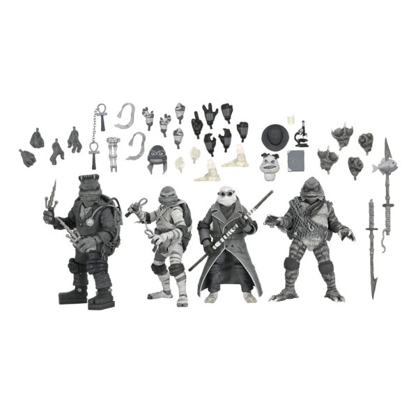 Universal Monsters x Teenage Mutant Ninja Turtles pack 4 Turtles Black & White figurines 18 cm
