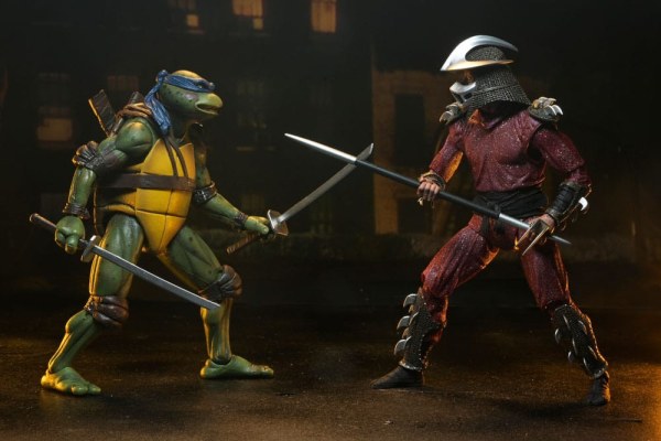 Ninja Turtles (1990 Movie) Roof Top Battle Shredder vs Leo figurine 18 cm