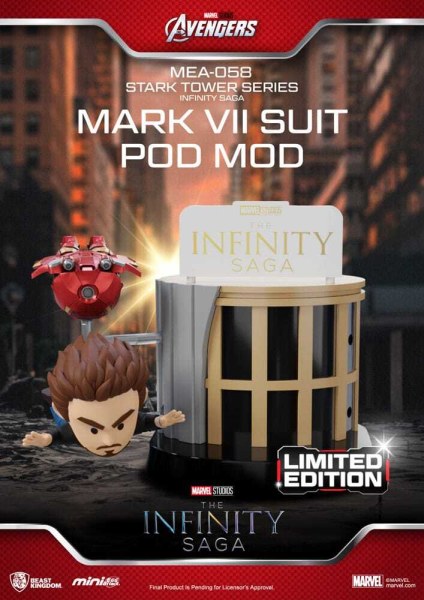 Marvel figurine Mini Egg Attack The Infinity Saga Stark Tower series Tony Stark & ​​Mark VII suit pod mod 12 cm