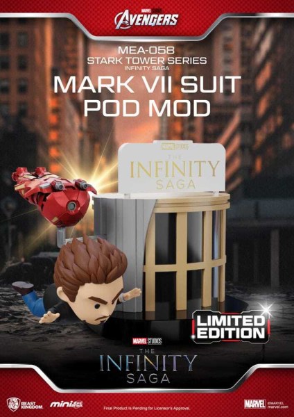 Marvel figurine Mini Egg Attack The Infinity Saga Stark Tower series Tony Stark & ​​Mark VII suit pod mod 12 cm