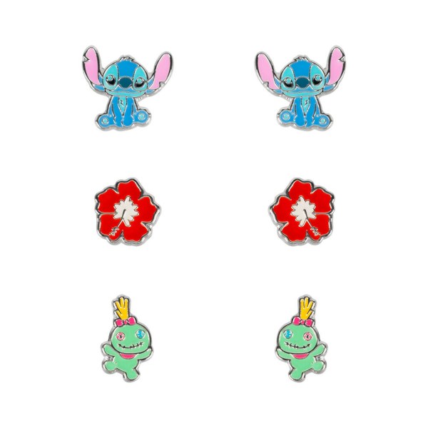 Set 3 pairs of earrings silver Stitch - Disney