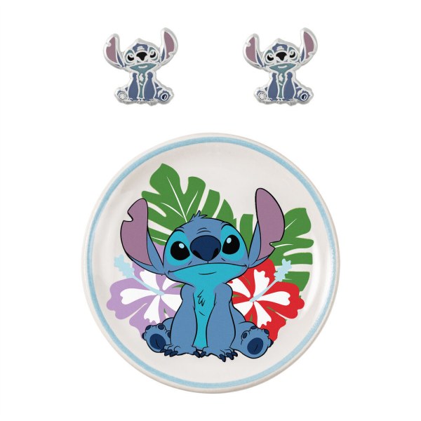 Stitch earrings + jewellery plate - Disney