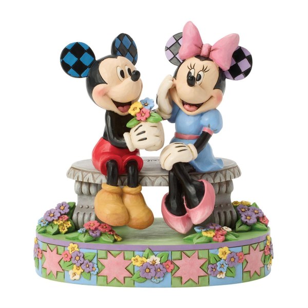 MICKEY AND MINNIE ON SPRING BENCH - DISNEY TRADITIONS