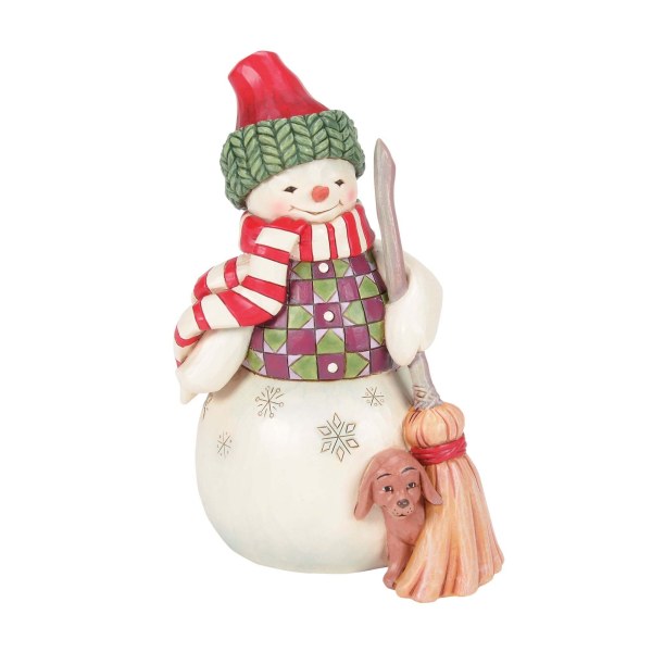 SNOWMAN WITH DOG PEEKING - HEARTWOOD CREEK