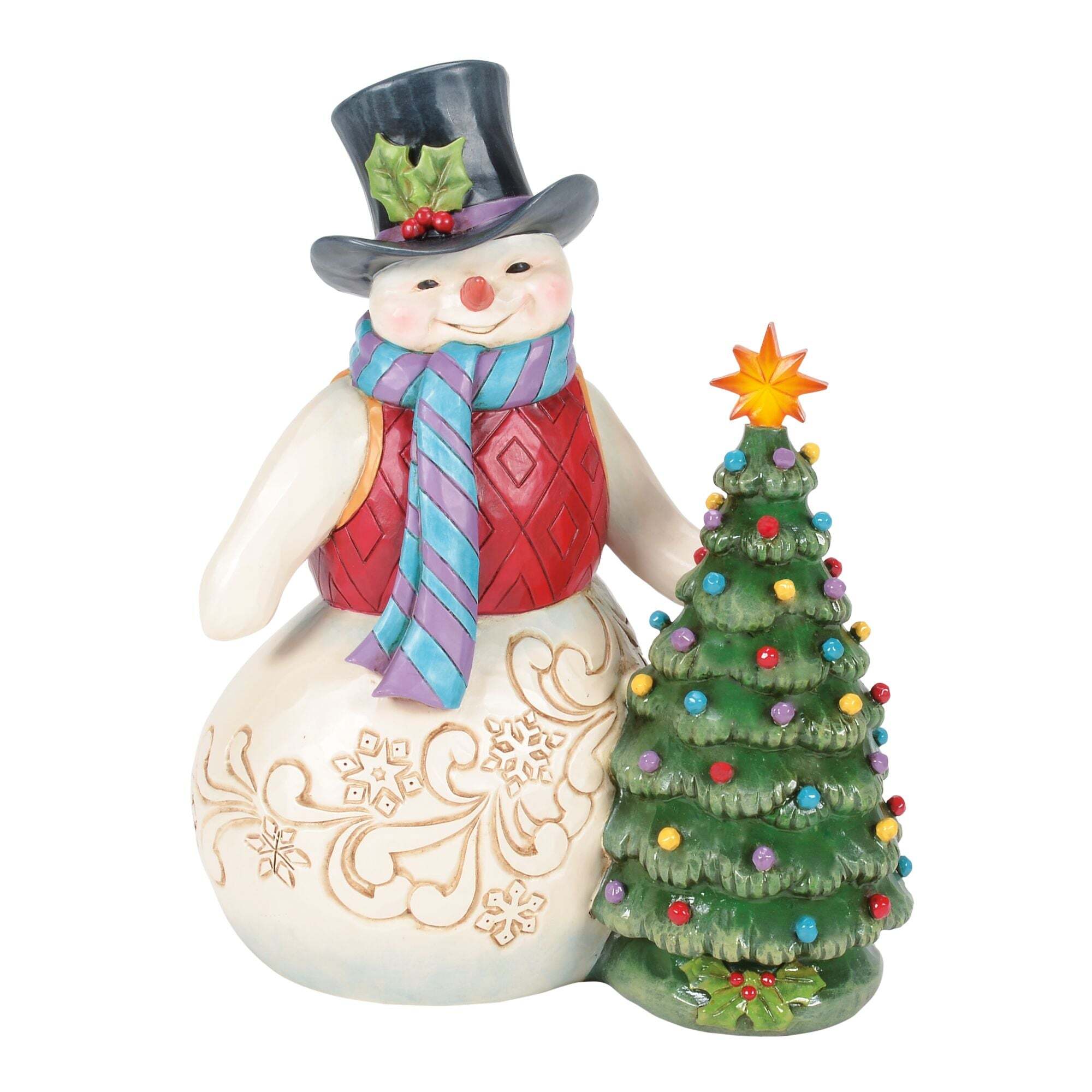 SNOWMAN WITH VINTAGE LED TREE - HEARTWOOD CREEK