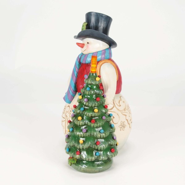 SNOWMAN WITH VINTAGE LED TREE - HEARTWOOD CREEK