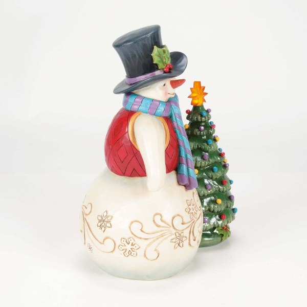 SNOWMAN WITH VINTAGE LED TREE - HEARTWOOD CREEK