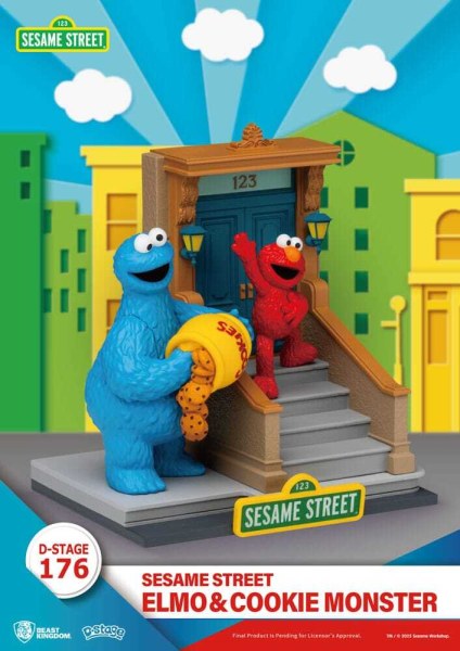 Sesame Street D-Stage Elmo & Cookie Monster PVC statuette 11 cm