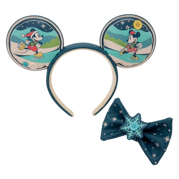 MICKEY AND MINNIE HOLIDAY EAR HEADBAND - DISNEY LOUNGEFLY