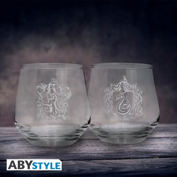 Set of 2 Gryffindor & Slytherin glasses - Harry Potter