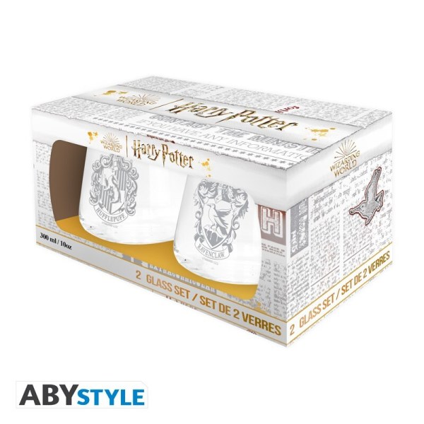 Set of 2 Ravenclaw & Hufflepuff glasses - Harry Potter