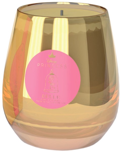 Disney Belle glass candle with rose petal and white iris