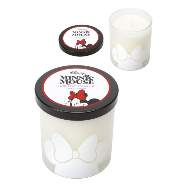 Disney Glass candle with lid, Minnie Mouse, White Jasmine