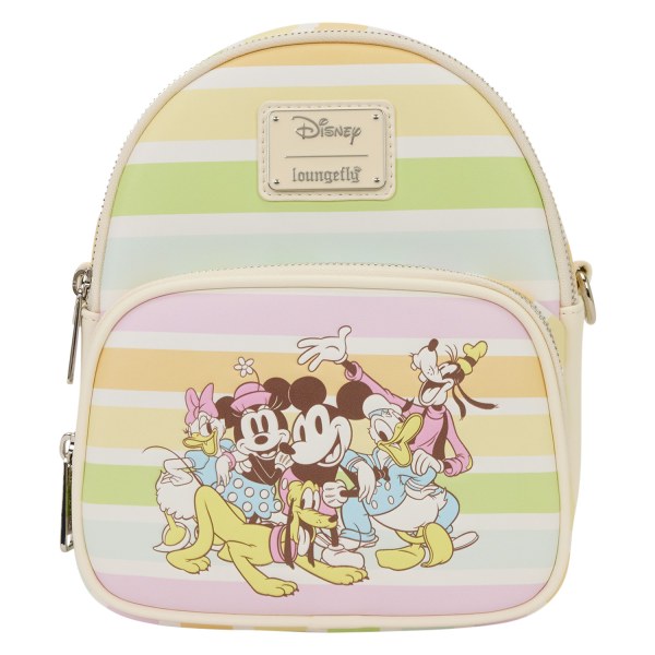 MICKEY AND FRIENDS RAINBOW STRIPES CONVERTIBLE MINI BACKPACK & CROSSBODY BAG- DISNEY LOUNGEFLY