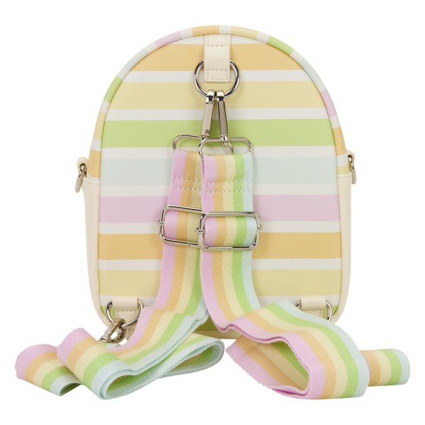 MICKEY AND FRIENDS RAINBOW STRIPES CONVERTIBLE MINI BACKPACK & CROSSBODY BAG- DISNEY LOUNGEFLY