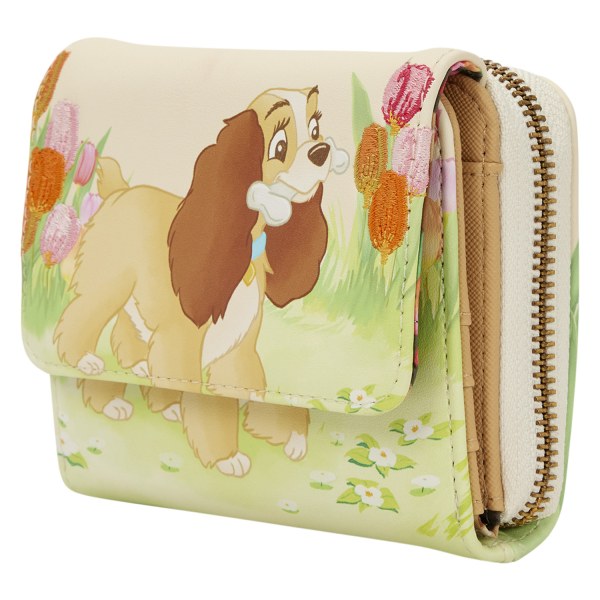 LADY PASTEL TULIP TRIFOLD WALLET - DISNEY LOUNGEFLY LADY AND THE TRAMP