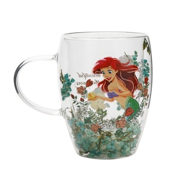 Ariel floral decorative glass mug - Disney Pastel Princess