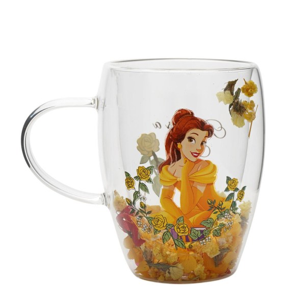 Belle floral decorative glass mug - Disney Pastel Princess