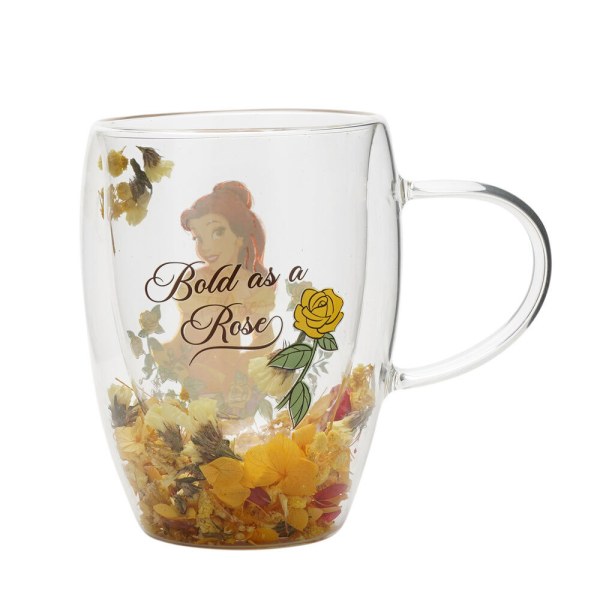 Belle floral decorative glass mug - Disney Pastel Princess