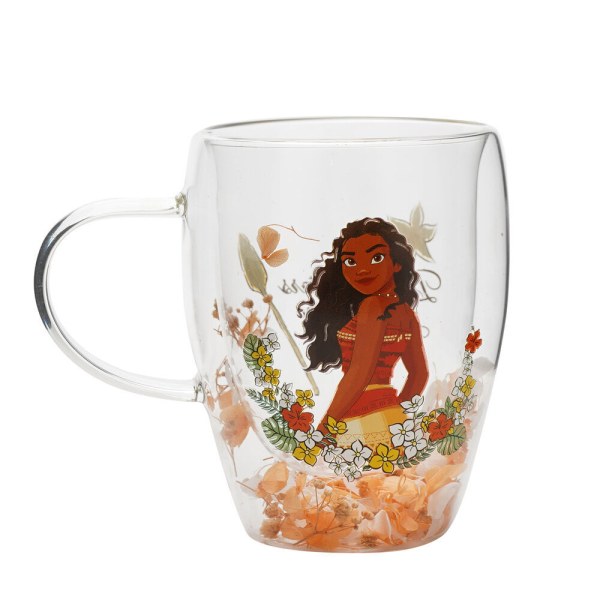 Moana floral decorative glass mug - Disney Pastel Princess
