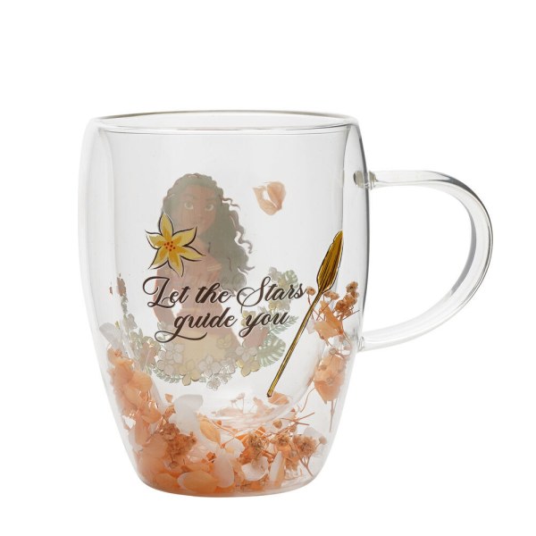 Moana floral decorative glass mug - Disney Pastel Princess