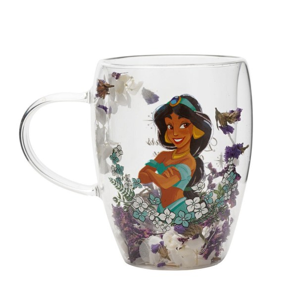 Jasmine floral decorative glass mug - Disney Pastel Princess