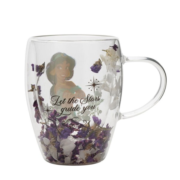 Jasmine floral decorative glass mug - Disney Pastel Princess