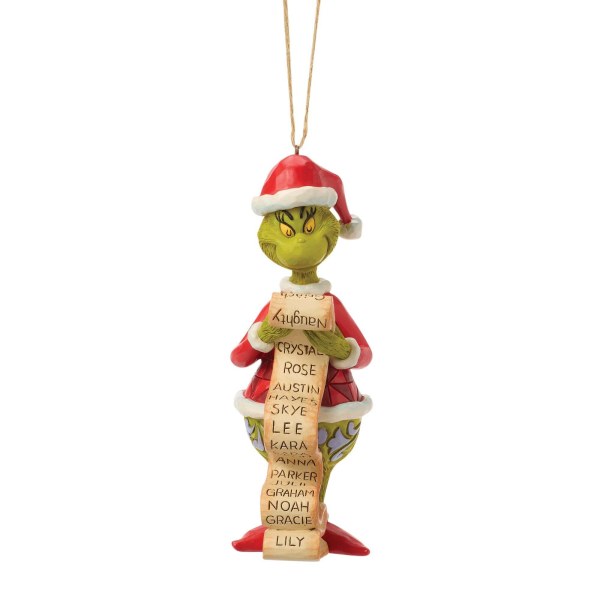 Grinch list hanging ornament - JIM SHORE GRINCH