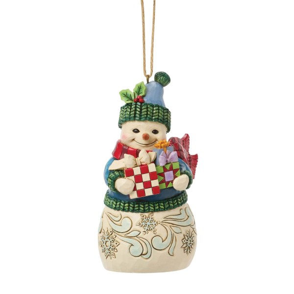 Snowman with gifts hanging ornament - Heartwood Creek