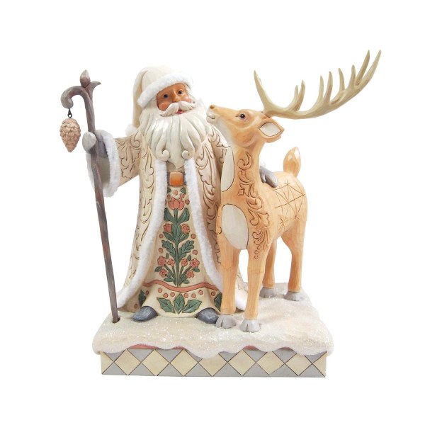 WhiteWoodland Santa fur trim coat with Buck - Heartwood Creek