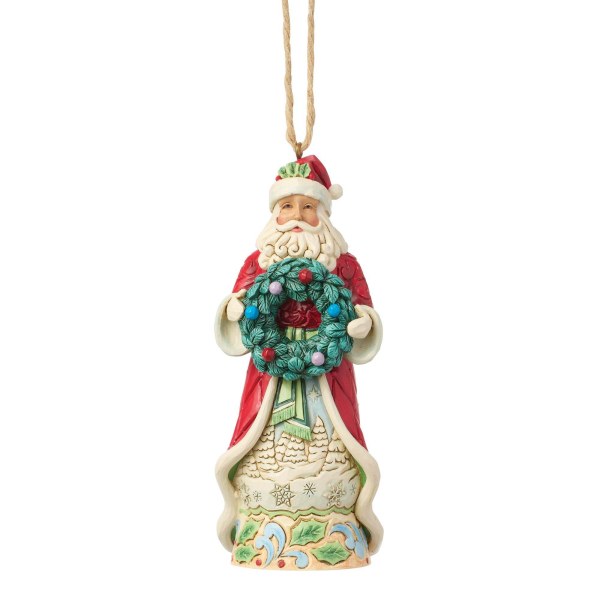 Santa with wreath hanging ornament - Heartwood Creek