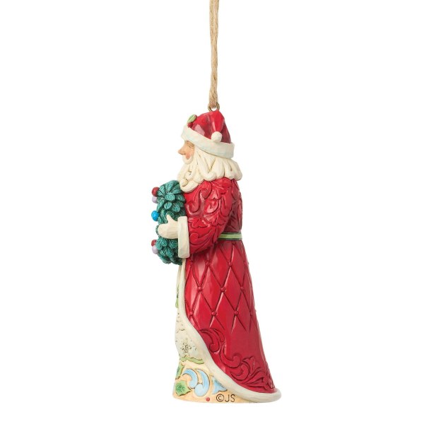 Santa with wreath hanging ornament - Heartwood Creek