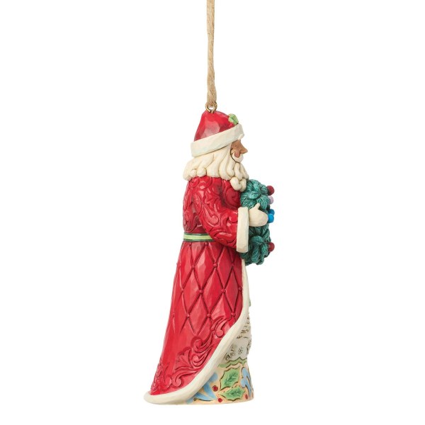 Santa with wreath hanging ornament - Heartwood Creek