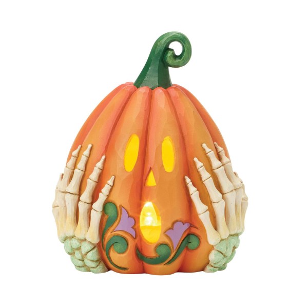 LED JACK-O-LANTERN WITH SKELETON HANDS - HEARTWOOD CREEK