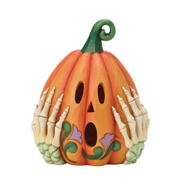 LED JACK-O-LANTERN WITH SKELETON HANDS - HEARTWOOD CREEK