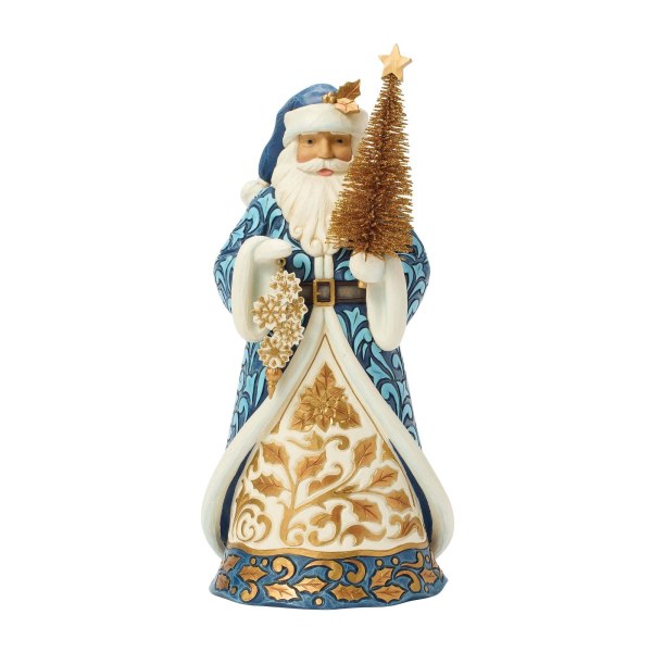 Blue & gold santa with gold sisal tree - Heartwood Creek