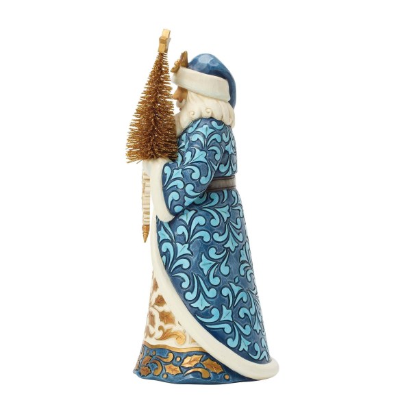 Blue & gold santa with gold sisal tree - Heartwood Creek
