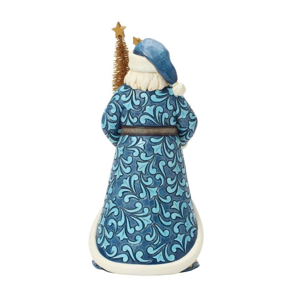 Blue & gold santa with gold sisal tree - Heartwood Creek