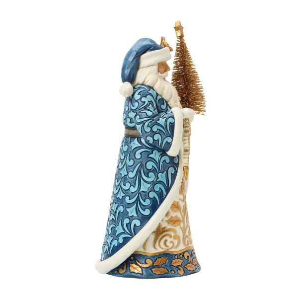 Blue & gold santa with gold sisal tree - Heartwood Creek
