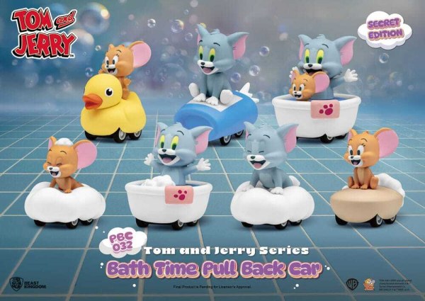 Tom & Jerry Pull Back Car Series 6-Pack Friction-Powered Cars Bath Time Blind Box