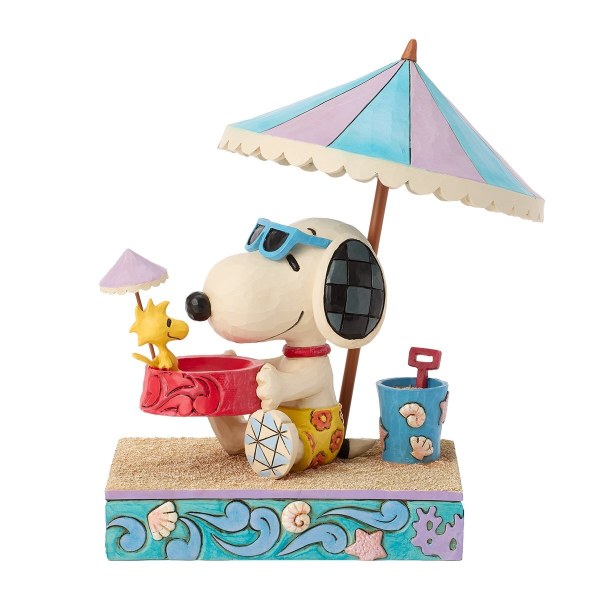Snoopy Holding Woodstock in a Bowl at Beach - Peanuts