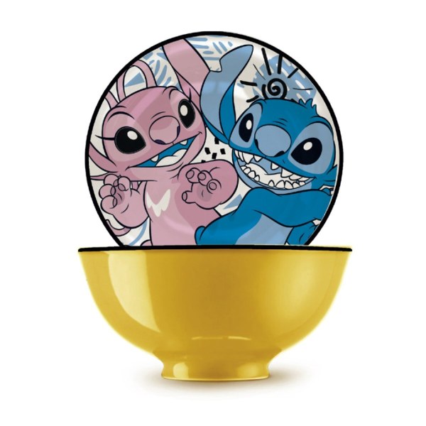 Small Bowl Stitch & Angel yellow 300 ml - Egan Disney Home