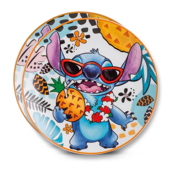 Set 2 pieces dessert plate Stitch white - Egan Disney Home