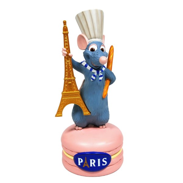 REMY RESIN FIGURINE WITH BAGUETTE ON MACARON - DISNEY RATATOUILLE