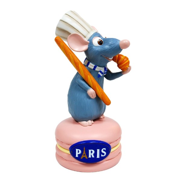 REMY RESIN FIGURINE WITH CROISSANT ON MACARON - DISNEY RATATOUILLE