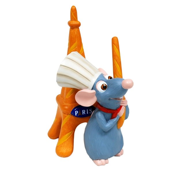 REMY RESIN FIGURINE IN FRONT OF EIFFEL TOWER WITH BREAD - DISNEY RATATOUILLE