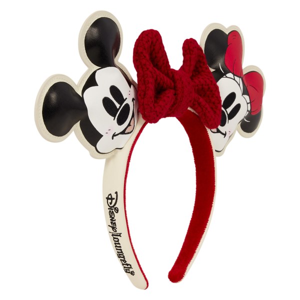 Mickey & Minnie Knit Bow Holiday Ear Headband - Disney Loungefly