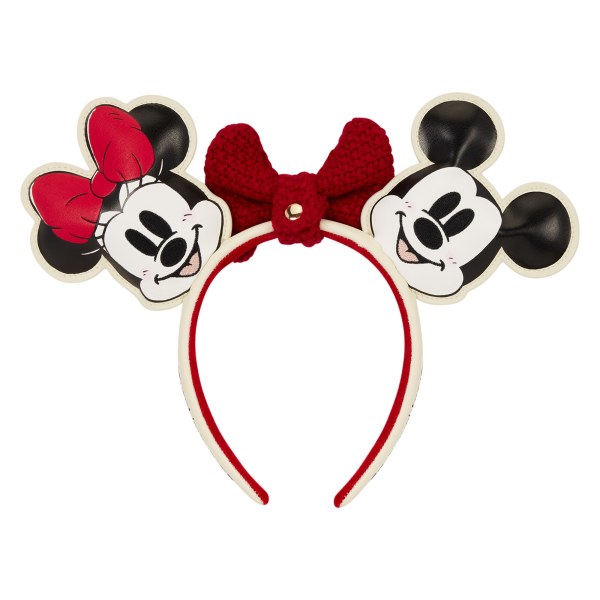 Mickey & Minnie Knit Bow Holiday Ear Headband - Disney Loungefly